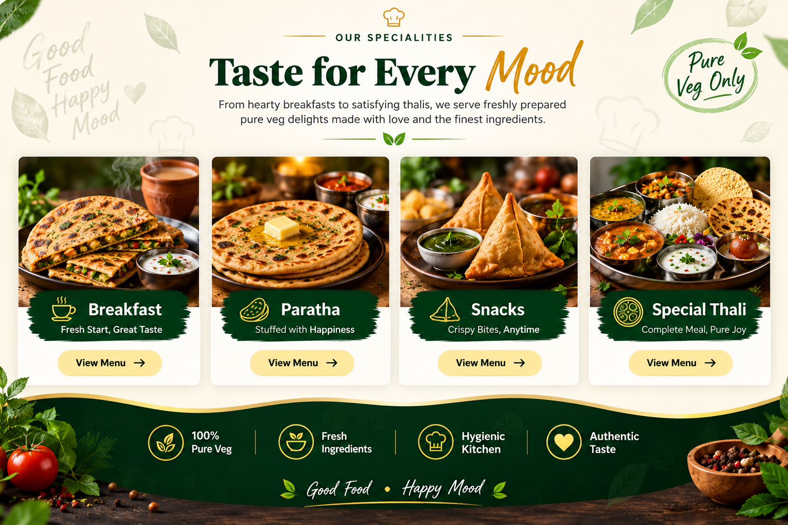 Our Specialities - Breakfast, Paratha, Snacks, Special Thali
